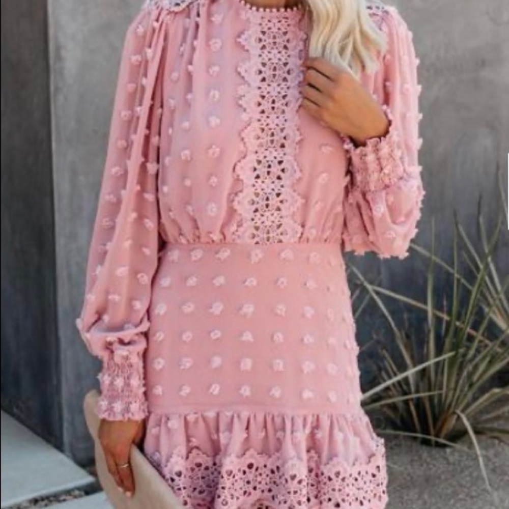 Vici long sleeve statement Dress Mauve LG SOLD OUT